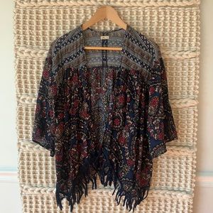 Hollister Boho Fringe Floral Kimono